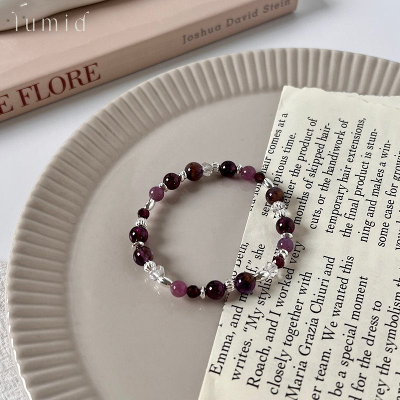 Purple Stone Amethyst Titanium Ruby/Natural Crystal Bracelet Customized Gift Natural Stone - สร้อยข้อมือ - คริสตัล สีม่วง