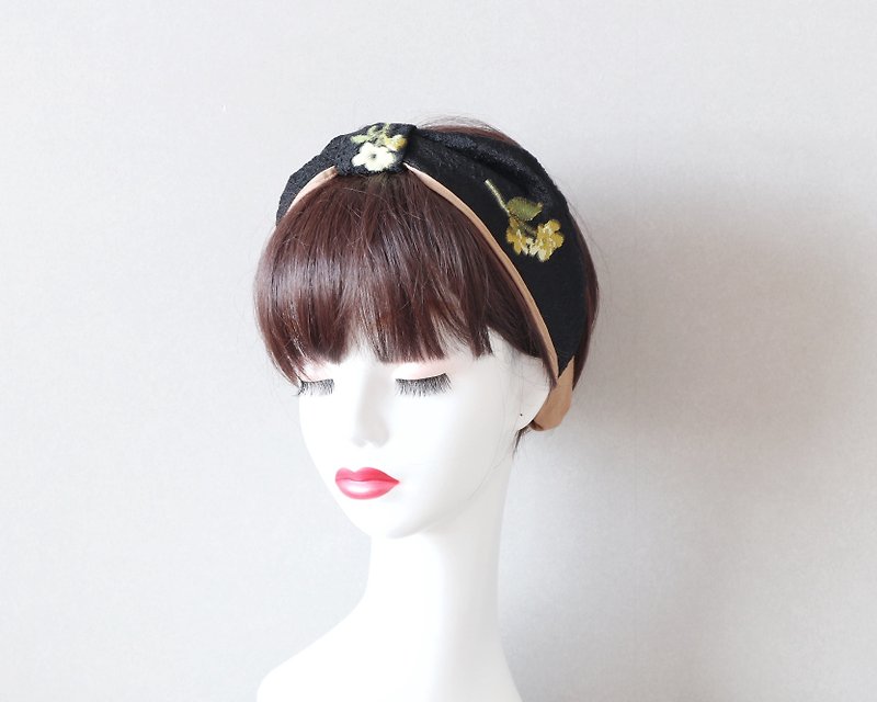 Mariage (black & yellow flower) hair band - Hair Accessories - Polyester Black