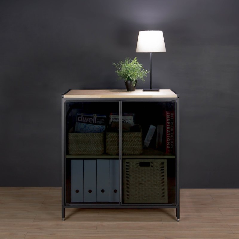 Creesor-Shido 40 Industrial Style Entrance Cabinet Dining Cabinet - ชั้นวางหนังสือ - โลหะ สีดำ