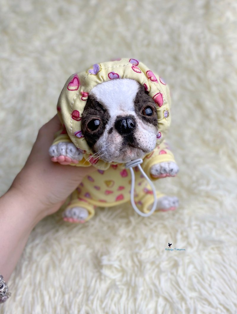 French Bulldog realistic toy baby puppy - ตุ๊กตา - เส้นใยสังเคราะห์ ขาว