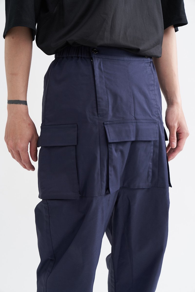 8 lie down. Low pocket pants with double open front - Men's Pants - Polyester Blue