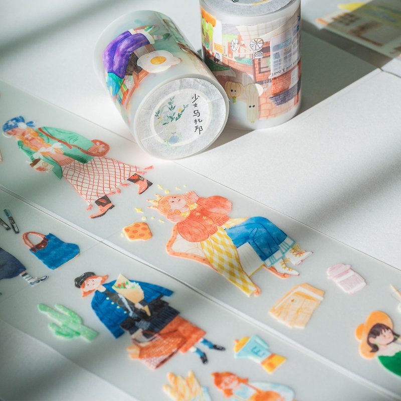【Tape】Girls Utopia PET Japanese paper tape notebook with 9-meter roll - Washi Tape - Paper Multicolor
