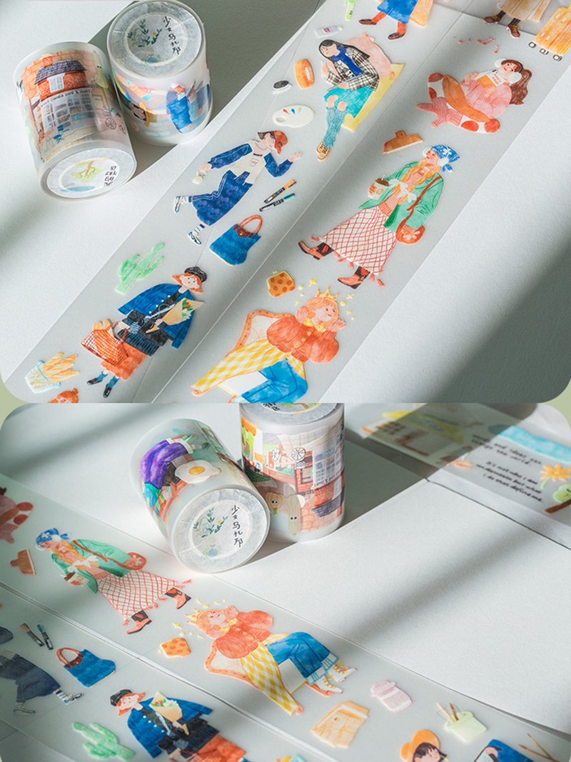 【Tape】Girls Utopia PET Japanese paper tape notebook with 9-meter roll - Washi Tape - Paper Multicolor