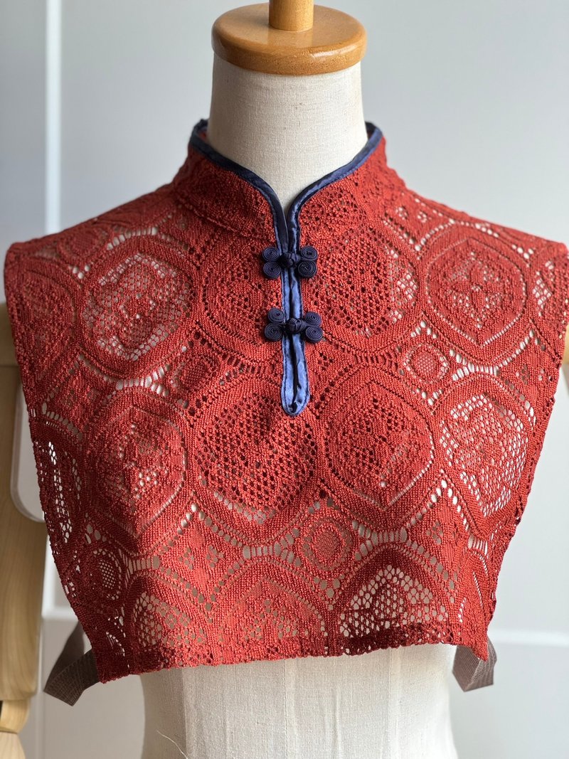 Lace Chinese collar / Lily Pollen - Qipao - Polyester Blue