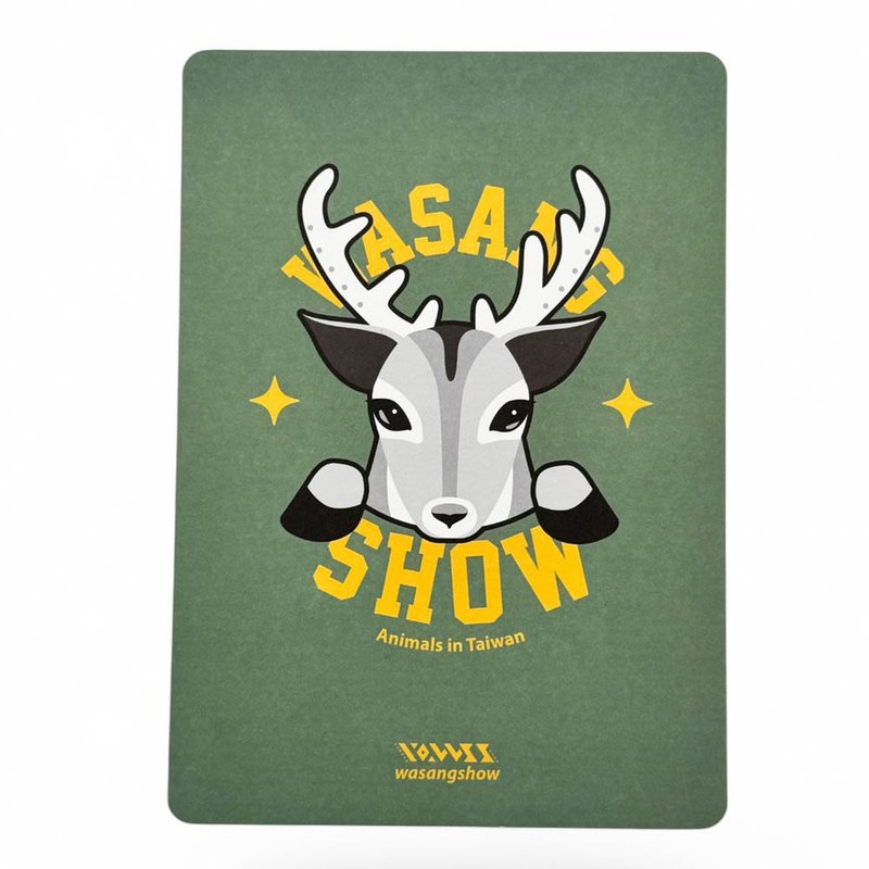 [Forest Animal Series] White Deer Thick Card Postcard - การ์ด/โปสการ์ด - กระดาษ สีเขียว