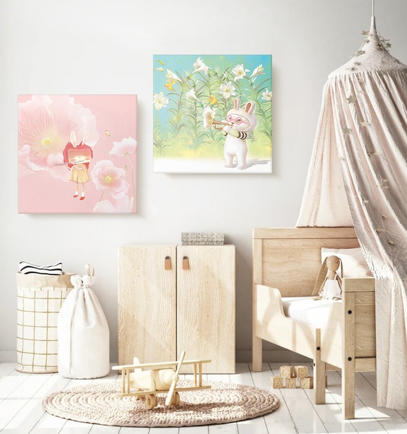 角色插畫複製畫 加 抱枕 組合 - 海報/掛畫/掛布 - 其他材質 粉紅色