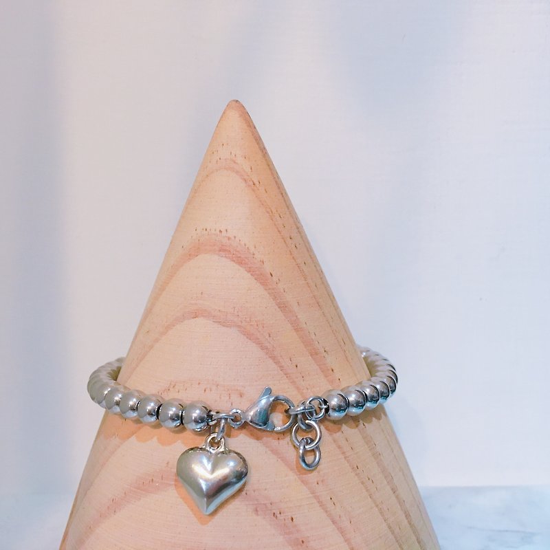 Full hearts beads bracelets - สร้อยข้อมือ - โลหะ สีเงิน