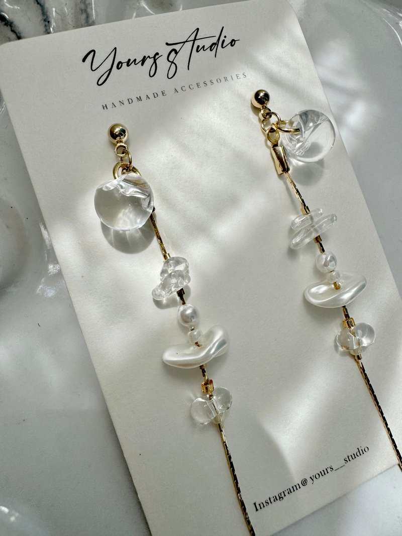 natural stone pearl earrings - Earrings & Clip-ons - Resin White