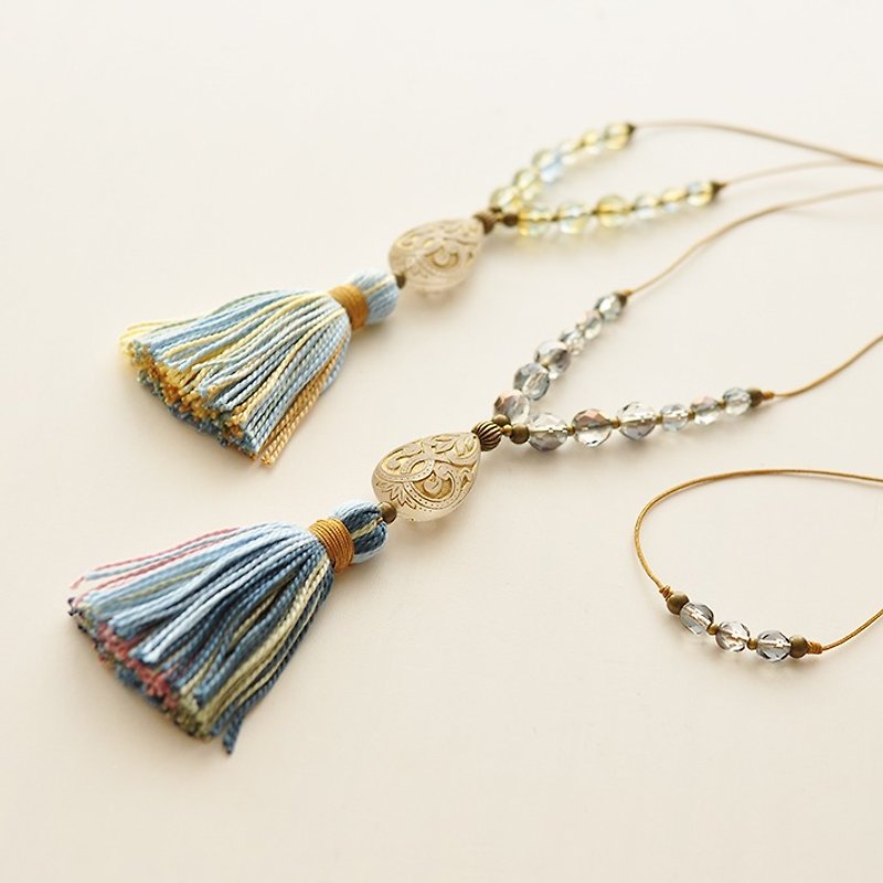 Tassel Necklace "sunset beach" - Necklaces - Cotton & Hemp Blue