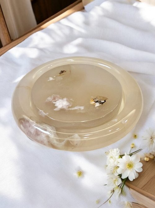 YAMI Design 櫻花瑪瑙手鐲 瑪瑙手鐲冰透小清新粉炸花單花獨秀套鐲圓條56-57