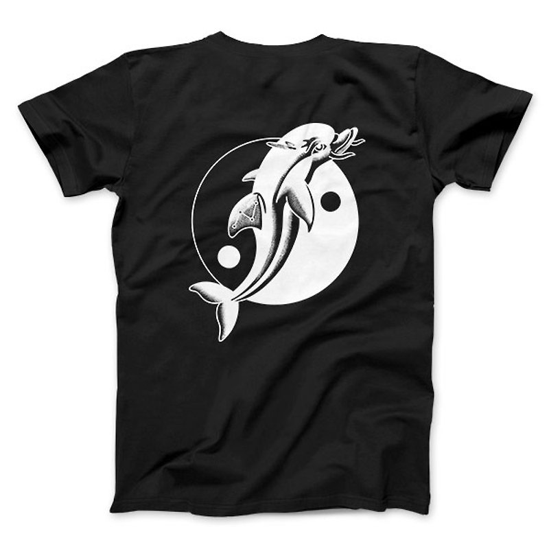 太極海豚 -  黑 - 女版T恤 - 女 T 恤 - 棉．麻 黑色