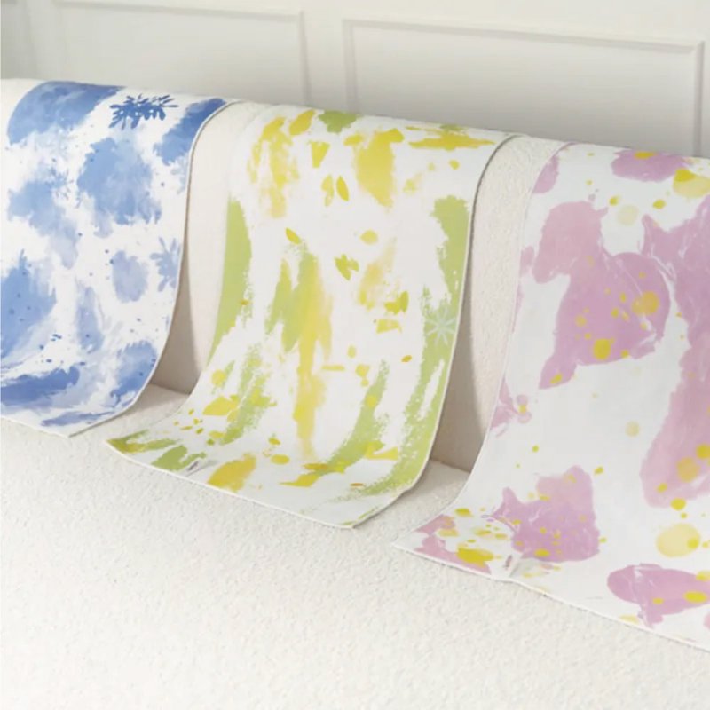 New Summer Floral Design Self-Adhesive Hair Towel Wide Version L 37x100cm - Towels - Polyester 