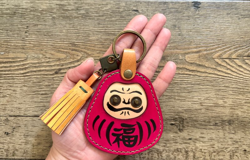 POPO│不倒翁│皮革鑰匙圈.獨創/雙面leather - 鑰匙圈/鑰匙包 - 真皮 紅色