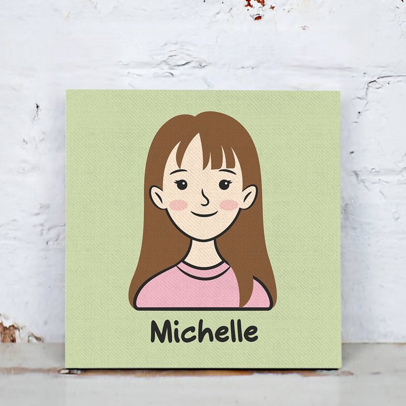 Customized portrait / frameless painting (cute style) - Customized Portraits - Cotton & Hemp White