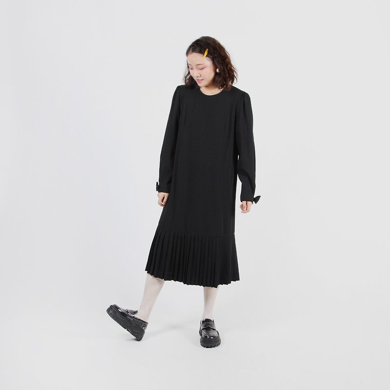[Egg Plant Vintage] Wen Shalei Ms. Fishtail Skirt Vintage Dress - One Piece Dresses - Polyester Black