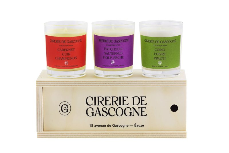 Cirerie de Gascogne Scented Candles Wooden Box 80g x3  - Winter Collection - เทียน/เชิงเทียน - ไม้ สีนำ้ตาล