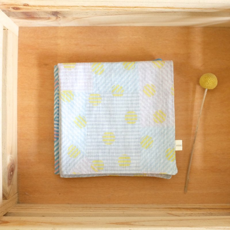 Everyday small geometric stripe point double cotton yarn towel yellow dots - Handkerchiefs & Pocket Squares - Cotton & Hemp Yellow