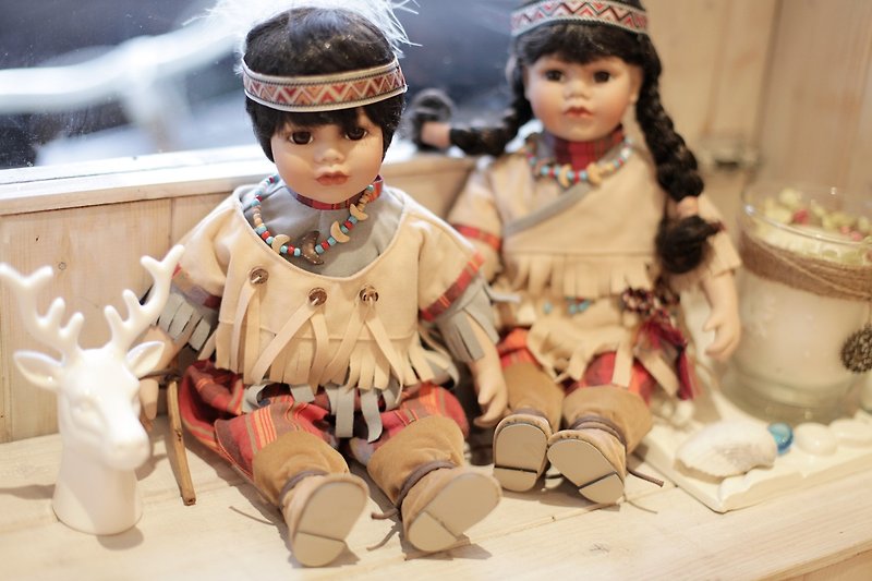 【好日戀物】德國手工繪製 陶瓷印地安娃娃(一對) - 裝飾/擺設  - 其他材質 