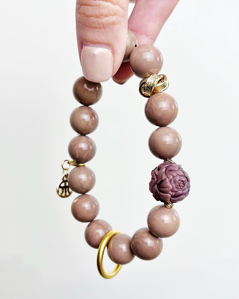 [Ms. Taier Peony] Peony Flower Alxa Rich Flower Energy Bracelet - สร้อยข้อมือ - คริสตัล สีม่วง
