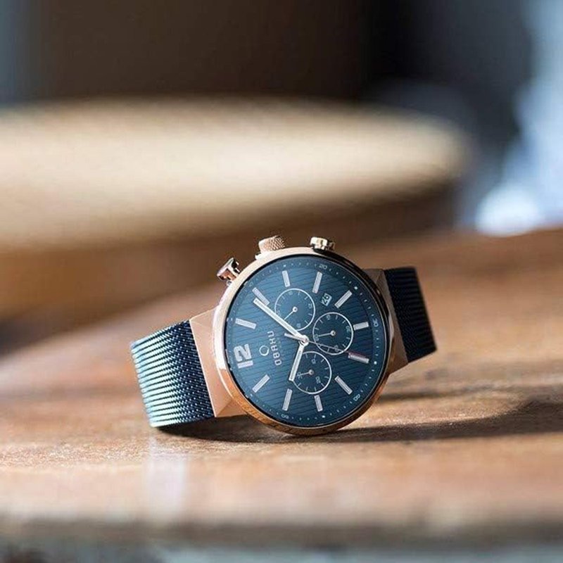 OBAKU 分秒必爭三眼時尚腕錶-V180GCVLML/42mm - 男錶/中性錶 - 不鏽鋼 黑色