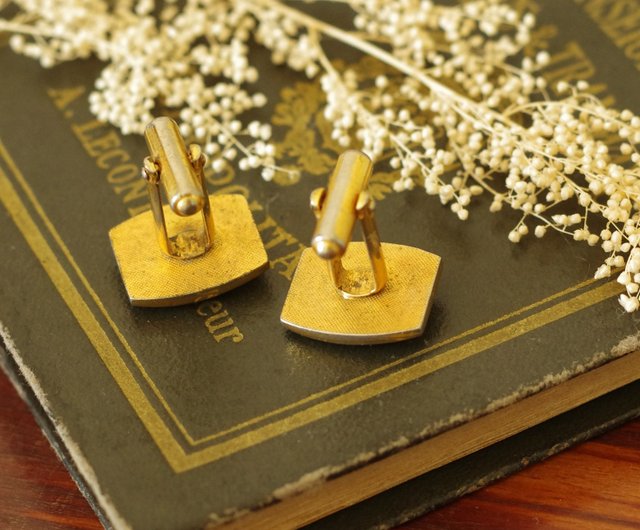 ヴィンテージ カフス カフリンクス フェイクパール ゴールド