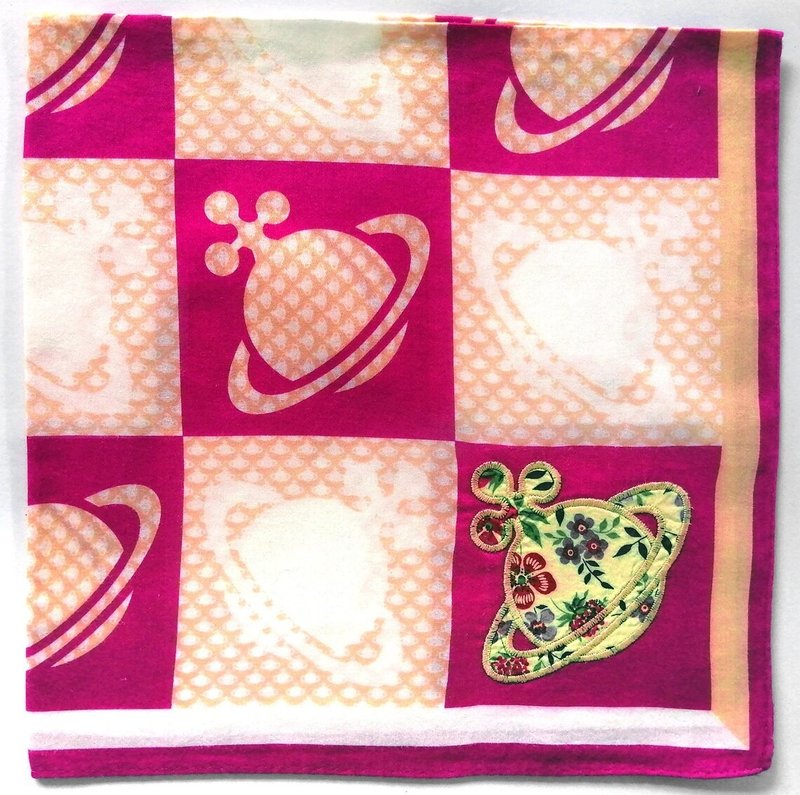 Vivienne Westwood Vintage Handkerchief Square Saturn 19.5 x 19 inches - 手帕 - 棉．麻 紅色