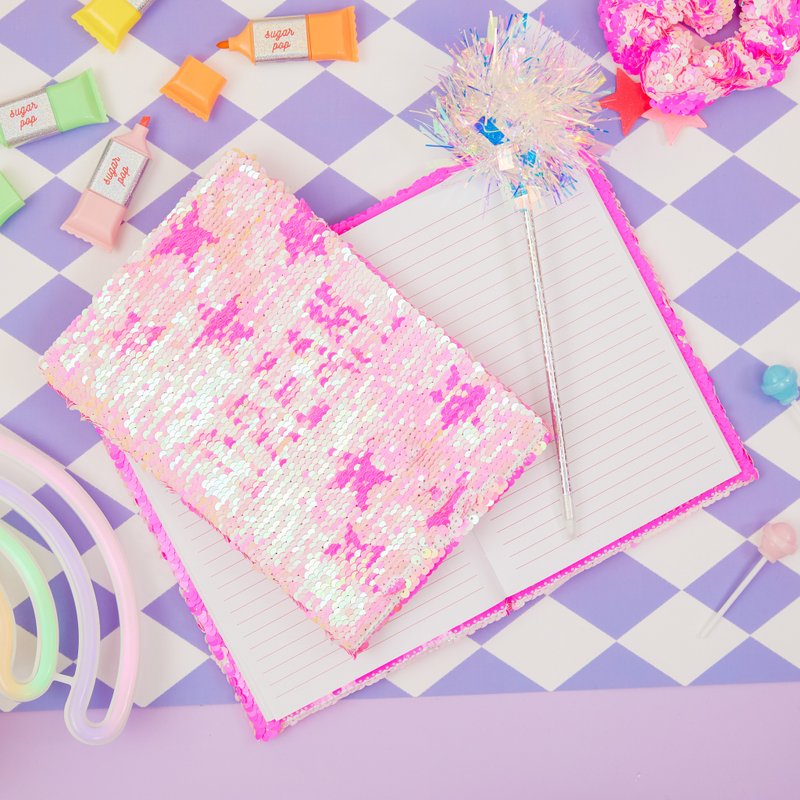 Dreamer Sequin Notebook Bright Silk Ball Pen Set - Notebooks & Journals - Other Materials 