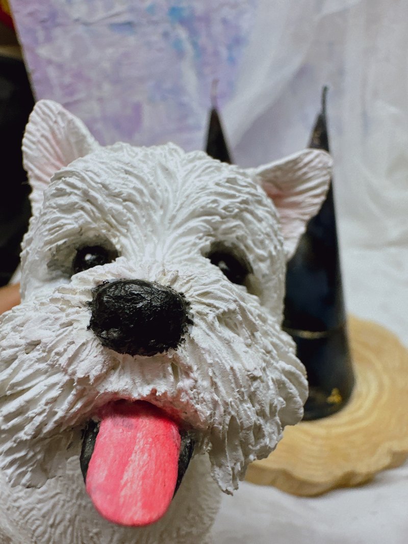 Mü.LAB Customized Pet Sculpture - Maltese Pet Customized Pet Souvenir - ตุ๊กตา - วัสดุอื่นๆ ขาว