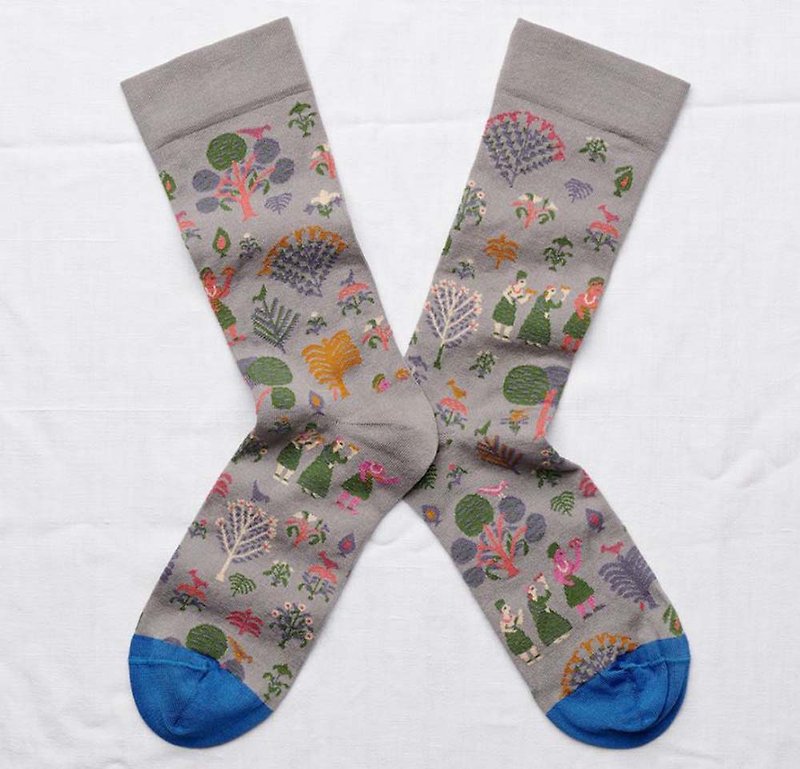 Bonne Maison Sultan Garden Cotton Socks - Socks - Cotton & Hemp Gray
