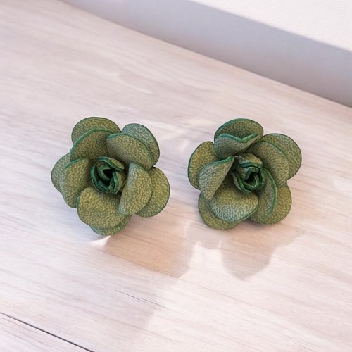 Sakura Store 皮革花耳環 玫瑰耳環