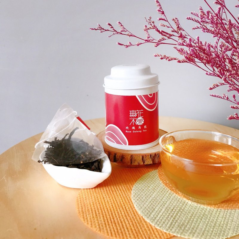 【無花不茶】花入烏龍茶-玫瑰烏龍—3g三角茶包*3入精緻小罐裝 - 茶葉/茶包/水果茶 - 新鮮食材 紅色