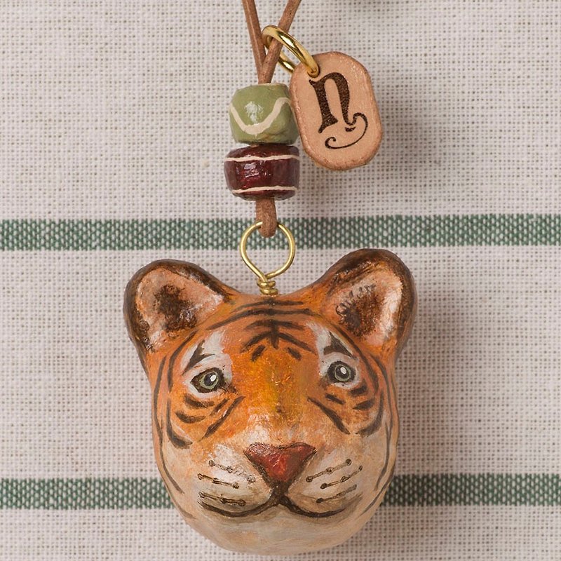 Tiger pendant necklace / animal items 錬 - Chokers - Paper Orange