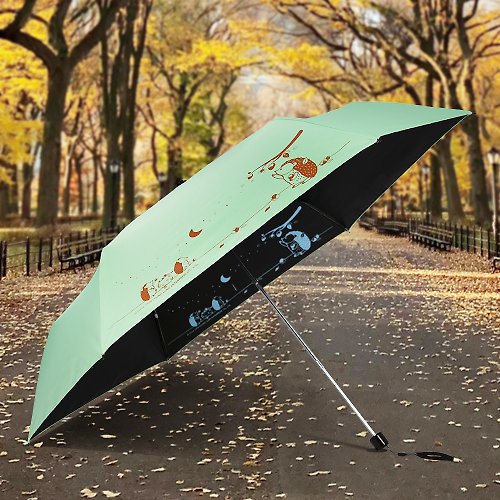 TDN 雙龍刺蝟超細黑膠蛋捲傘三折傘抗UV鉛筆傘晴雨傘兒童傘(蒂芬綠)