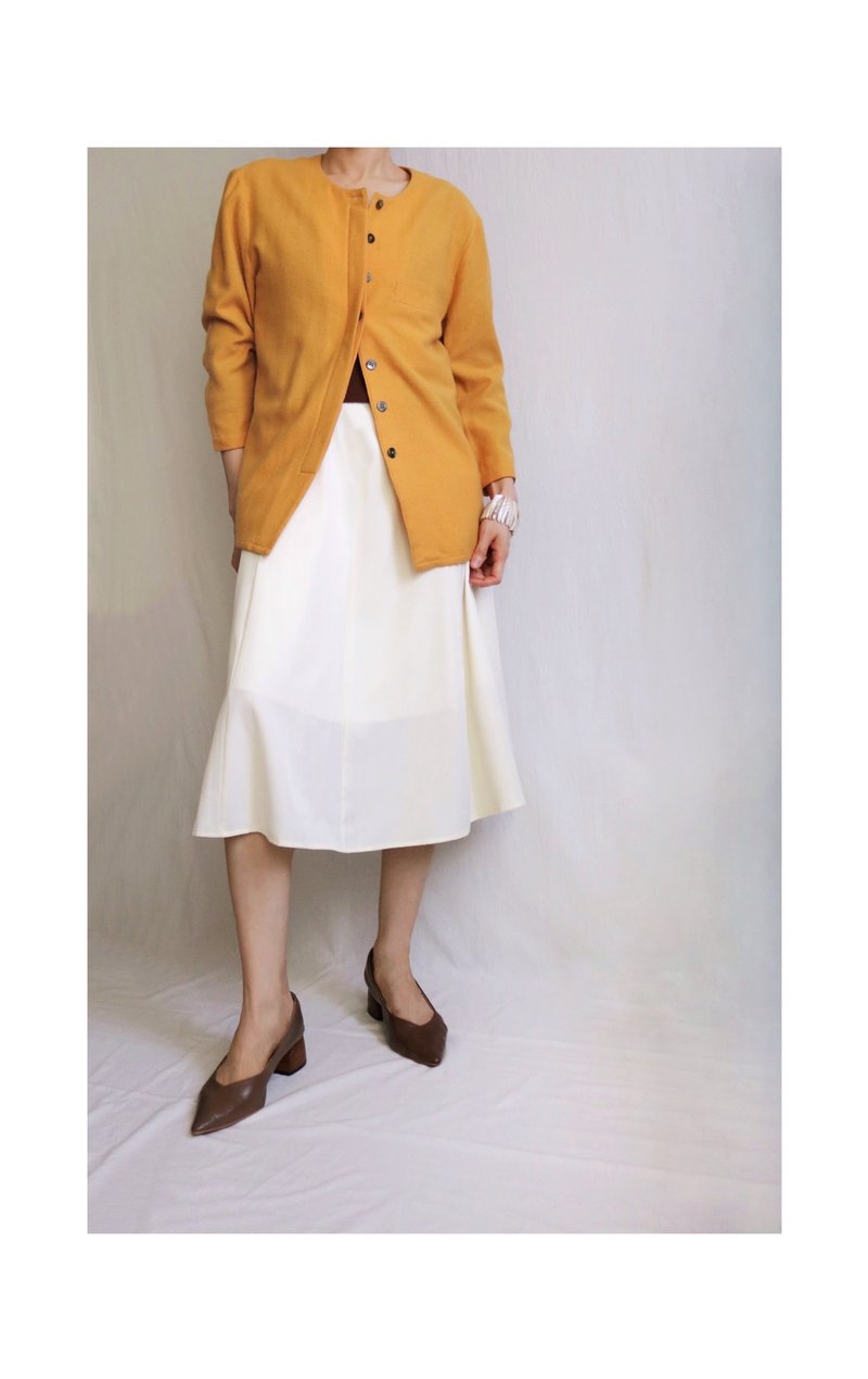 Japanese vintage ginger orange minimalist wool light jacket - Women's Casual & Functional Jackets - Wool 