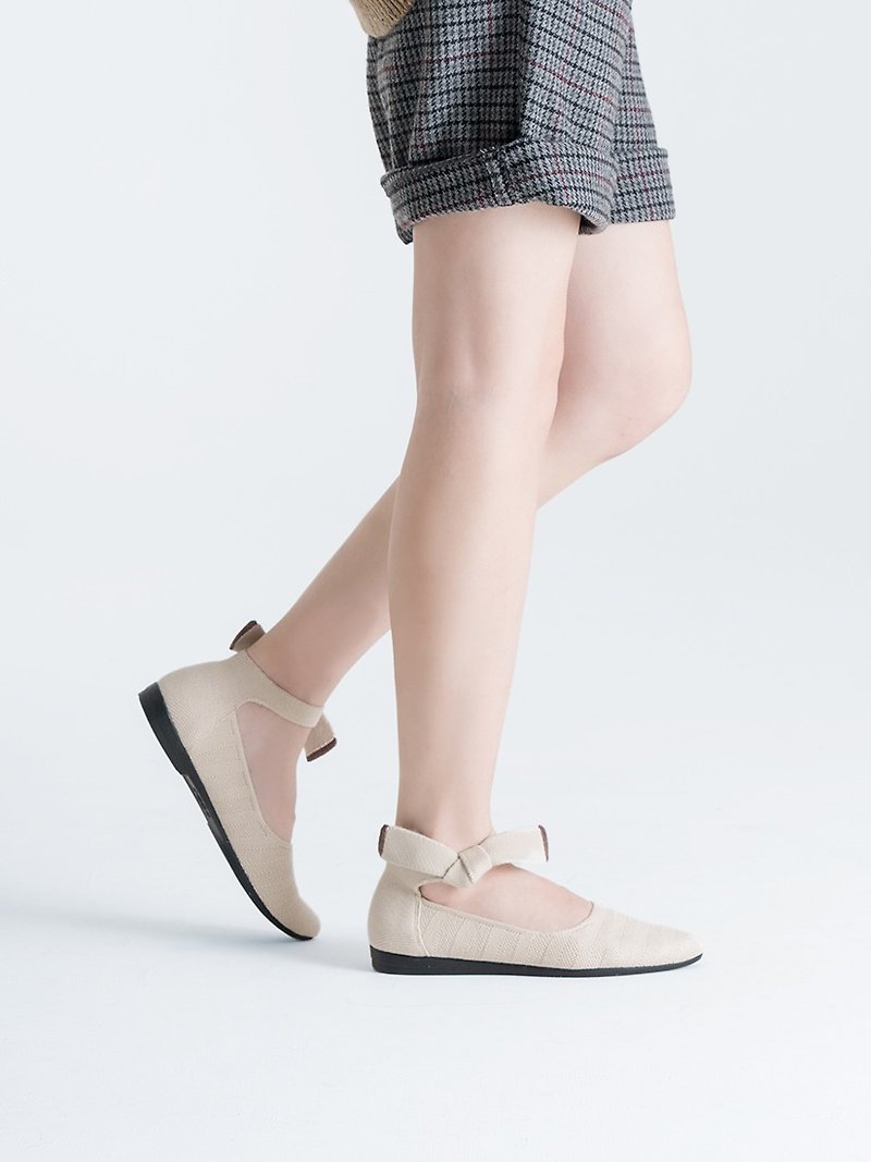 Mary Jane Flats Beige - รองเท้าบัลเลต์ - เส้นใยสังเคราะห์ ขาว
