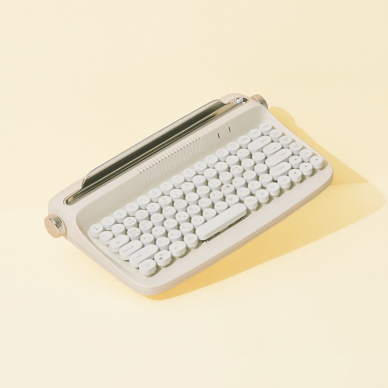 actto 復古打字機無線藍牙鍵盤 - 奶油黃 - 迷你款