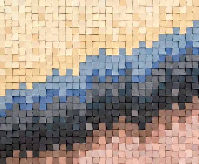 Wood Pixel Wall Art wood Mosaic, Wood Art, 3D Wall Art, Abstract