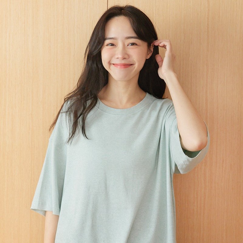 MIT Organic Cotton Fleece Drop Shoulder Half Sleeve Top - 4 Colors in total - เสื้อผู้หญิง - ผ้าฝ้าย/ผ้าลินิน หลากหลายสี