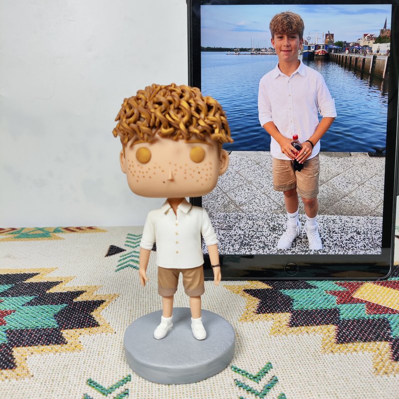 Purely handmade custom American Funko Pop self-portrait doll boyfriend husband birthday gift - ตุ๊กตา - ดินเหนียว หลากหลายสี