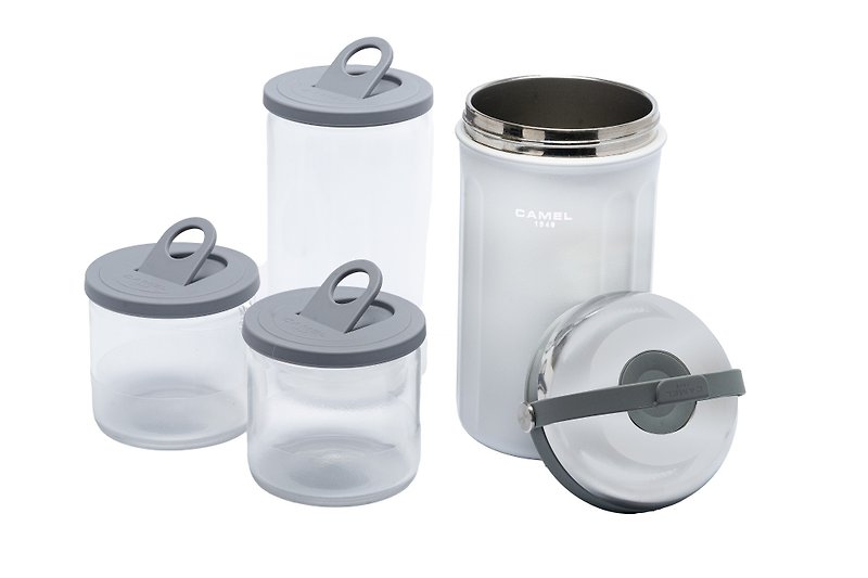 1.0L Stainless Steel Insulated Rice Cooker with 0.7L Glass Container - Gray Tiffin 100 GW - กระบอกน้ำร้อน - วัสดุอื่นๆ ขาว