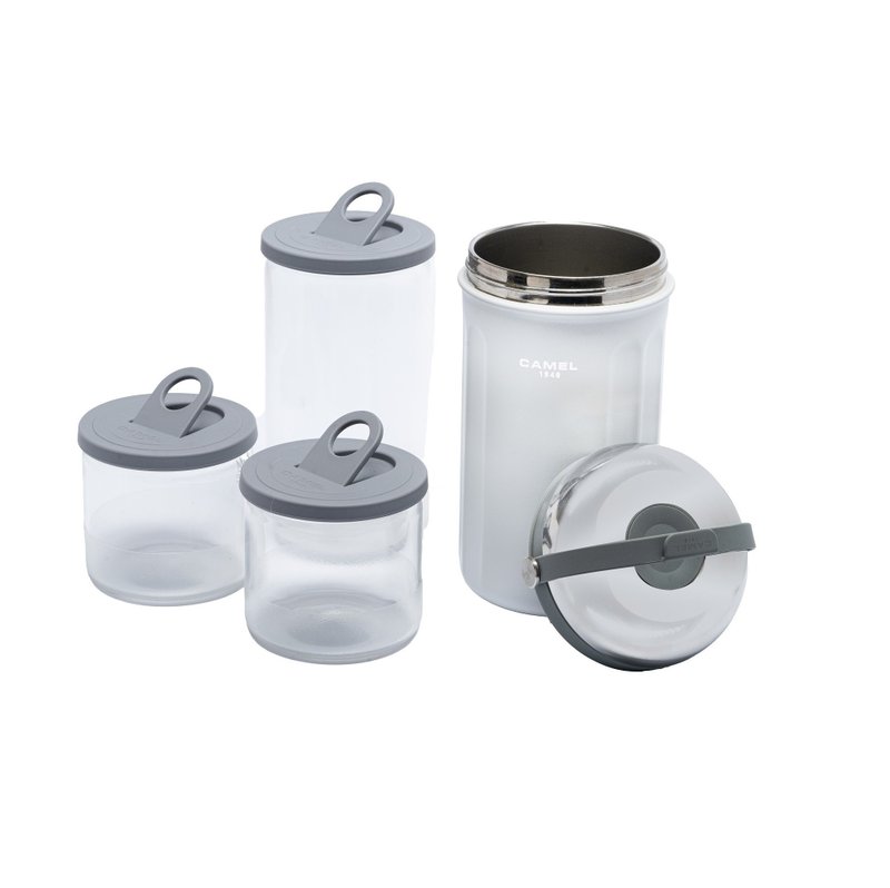 1.0L Stainless Steel Insulated Rice Cooker with 0.7L Glass Container - Gray Tiffin 100 GW - กระบอกน้ำร้อน - วัสดุอื่นๆ ขาว