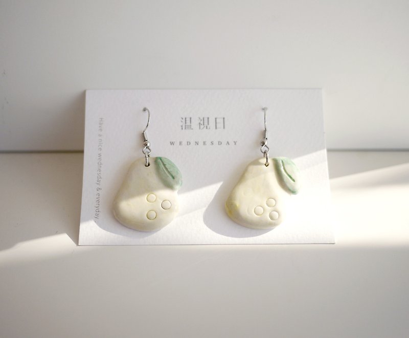Pear white porcelain earrings