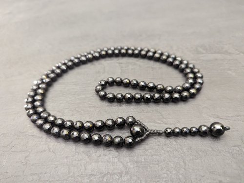 mistset 天然黑碧璽念珠項鍊共108顆佛珠適用於佛教咒語瑜伽冥想和