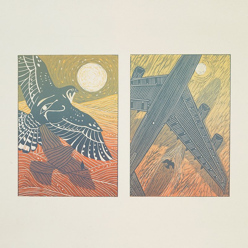 Limited Edition Original Reduction Lino Print | 'The Changing Relationship' - Posters - Paper 