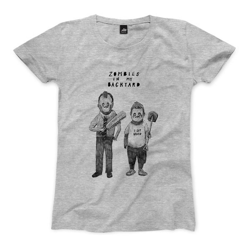 Shaun & Ed - Deep Heather Gray - Women T-shirt - เสื้อยืดผู้หญิง - ผ้าฝ้าย/ผ้าลินิน สีเทา