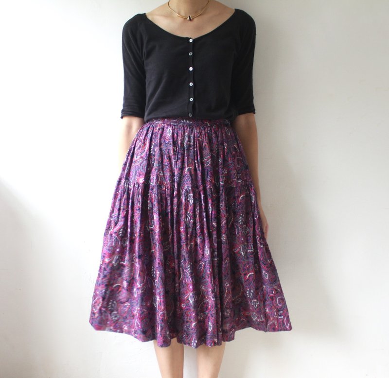 FOAK vintage YSL Saint Laurent purple amoeba skirt - กระโปรง - ผ้าฝ้าย/ผ้าลินิน 