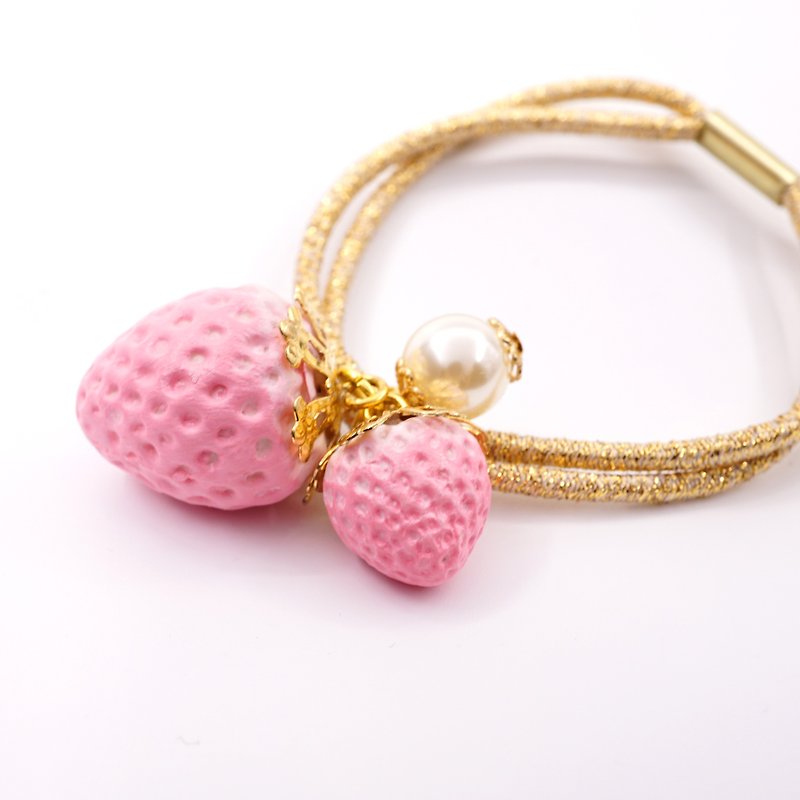 *Playful Design* Pink Strawberry Hair Tie - Hair Accessories - Clay Pink
