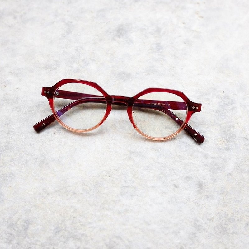 【Commercial Firms】 High-quality Textured Hexagonal Frame Gradient Red/Eyeglasses/Frames - กรอบแว่นตา - กระดาษ หลากหลายสี