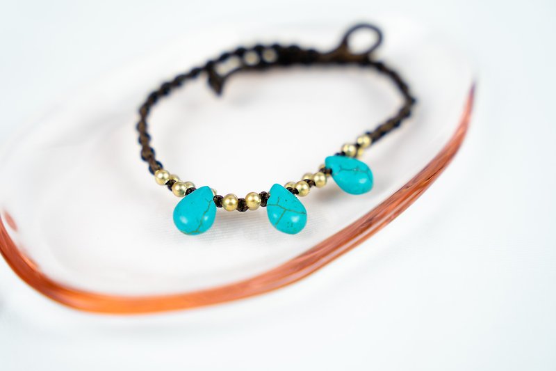 Turquoise Stone Beaded bracelet, Bracelet Gemstone, Birth stone, Ankle Bracelets - Bracelets - Gemstone Blue