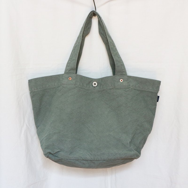 Boat-shaped tote bag L [2024 Fall/Winter limited color: silver-gray] (VC-7L) - กระเป๋าถือ - ผ้าฝ้าย/ผ้าลินิน สีเขียว